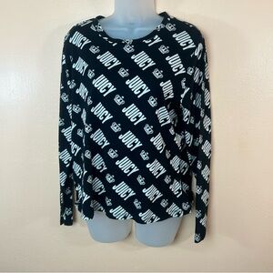 Black Juicy Couture Spellout Logo And Crown Print T-Shirt Women XXL